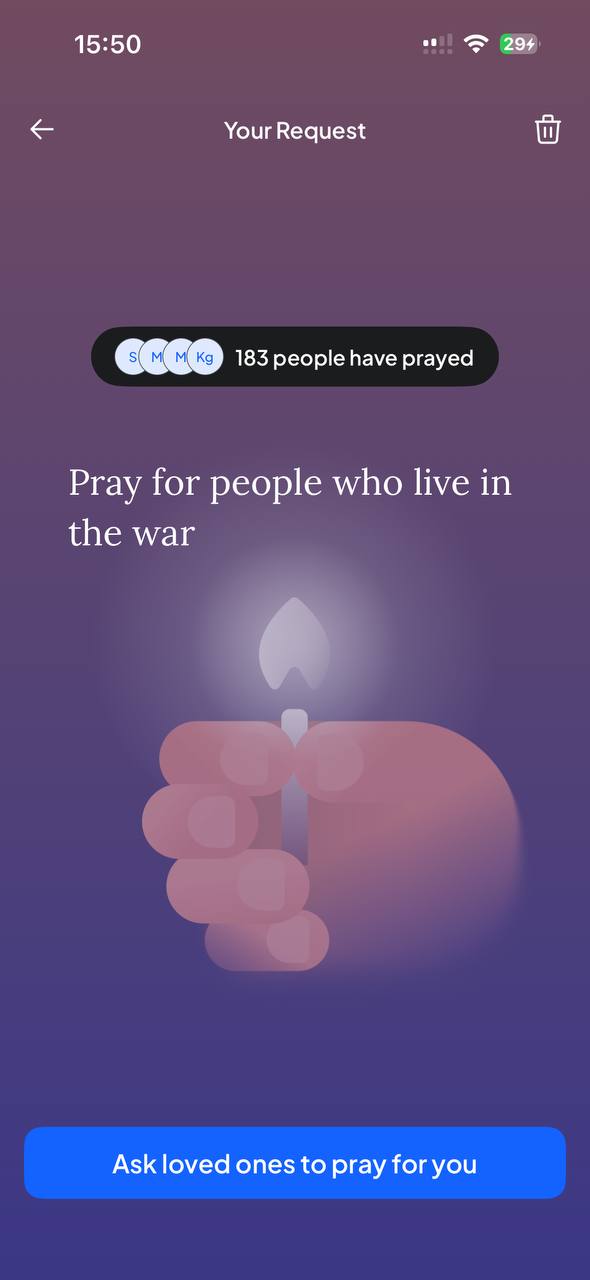 DUOMO app — prayer requests and daily reflection screens
