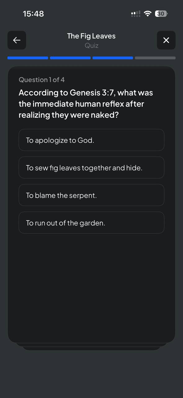 Quiz question inside a DUOMO devotional
