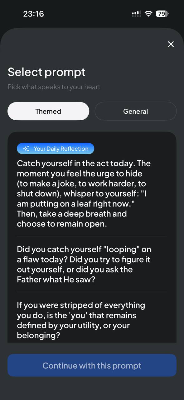 Select prompt sheet with themed reflection prompts