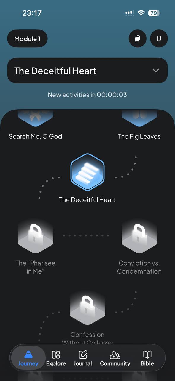 Journey map showing locked and unlocked devotionals