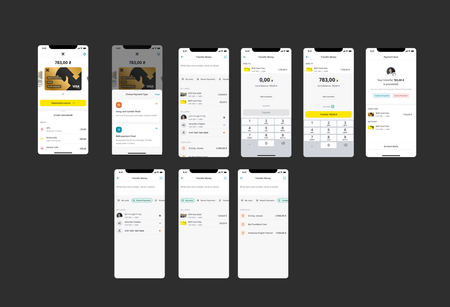 Iteration 1 of the redesigned Raiffeisen P2P transfer flow